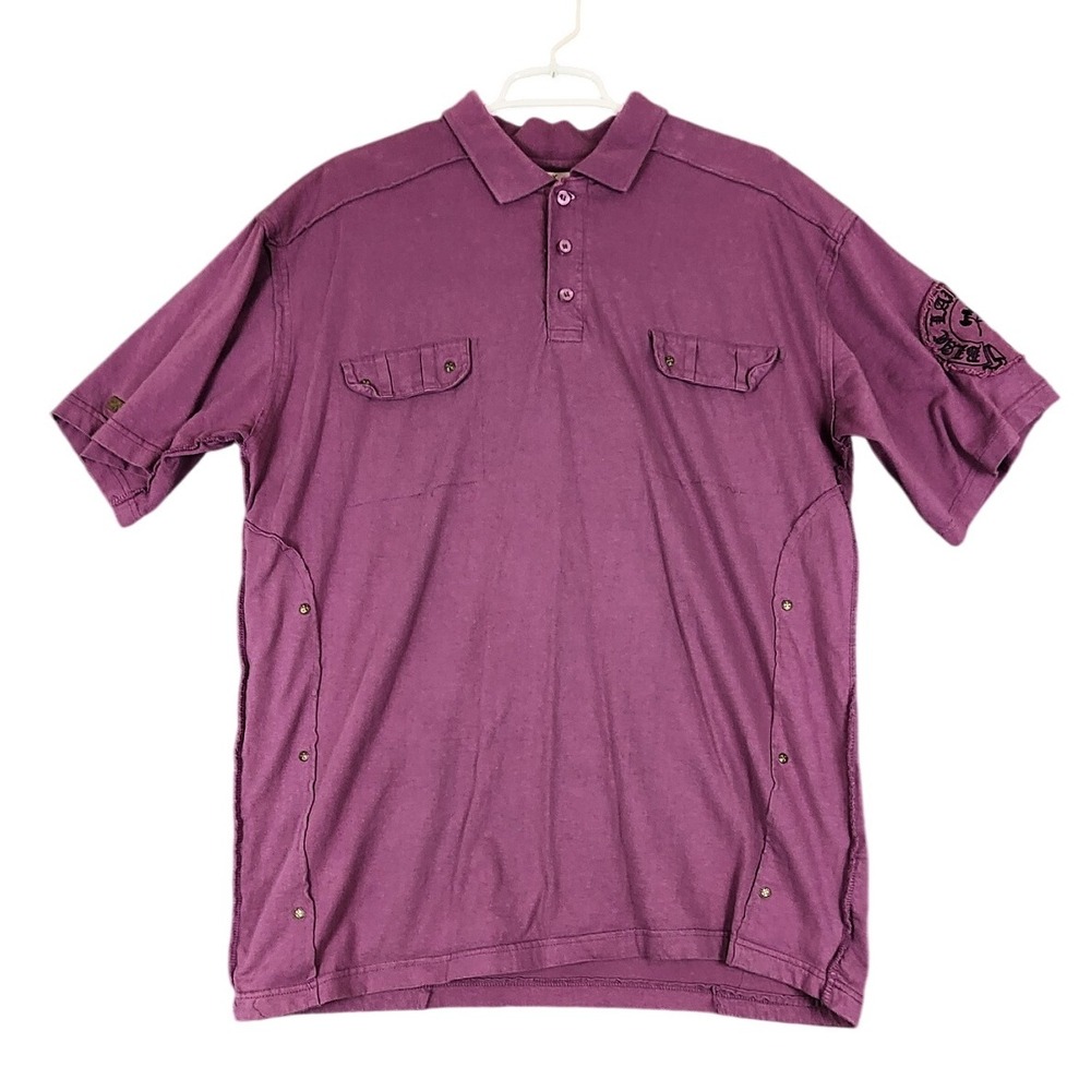 Blac Label Premium Purple Graphic Polo Shirt Mens‎ 2XL Two Pocket